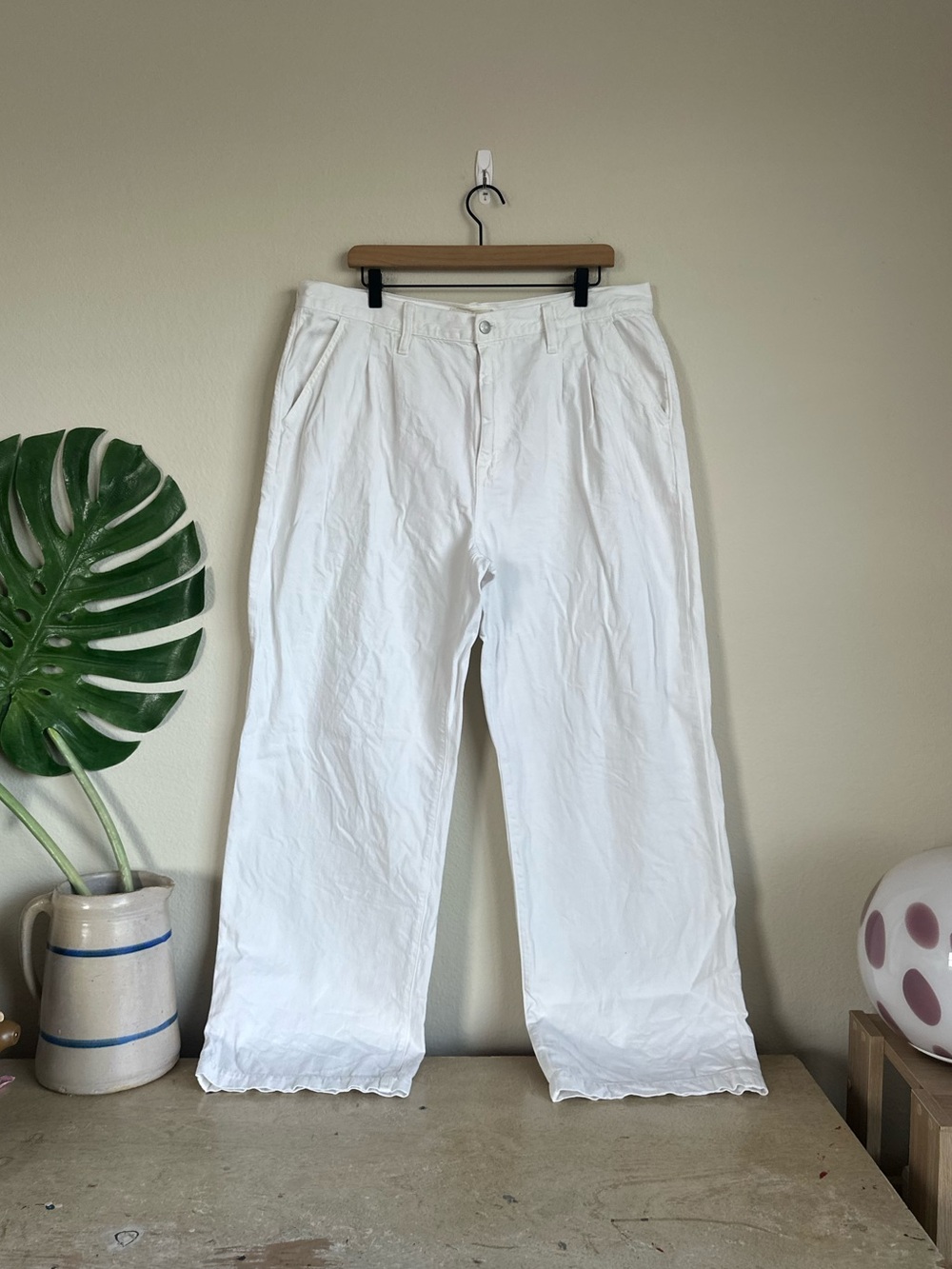 Madewell White Baggy Straight Wide Leg Jeans